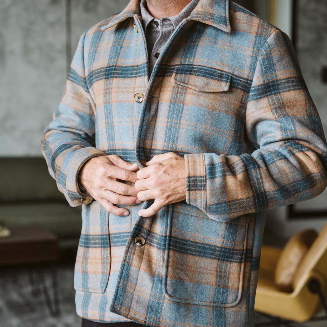 1970's Style Retro Wool Plaid Jacket for Men
